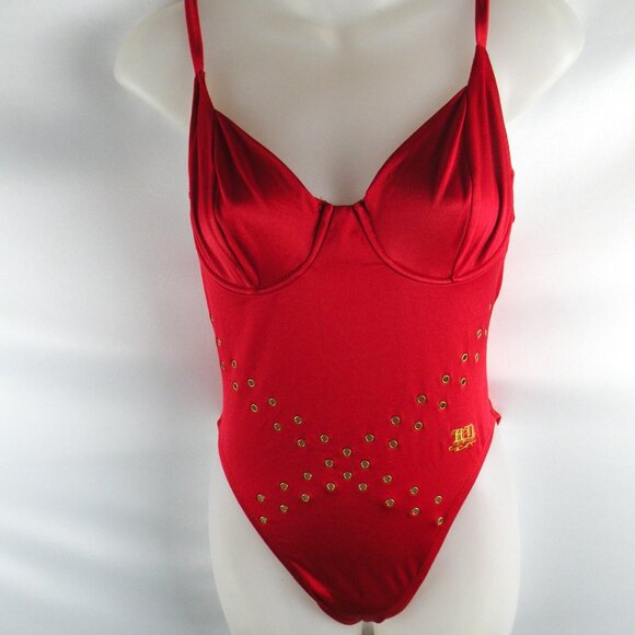 Harley Davidson Red One Piece Swim-Suit High Cut S - Picture 2 of 7